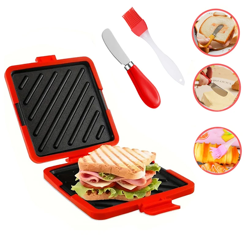 Toaster - Set Peralatan Dapur 3-in-1: Pemanggang Sandwich